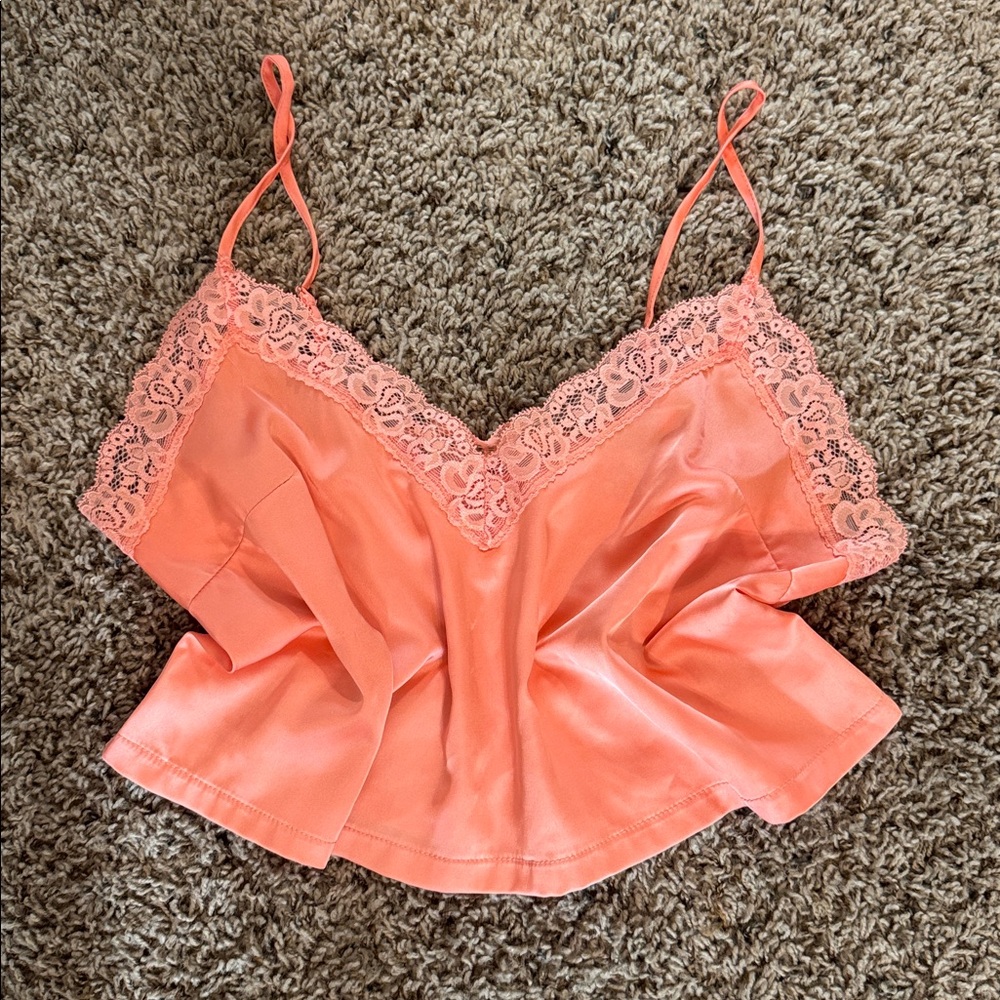 Colsie Coral Lace Trim Pajama Set - Picture 3 of 9